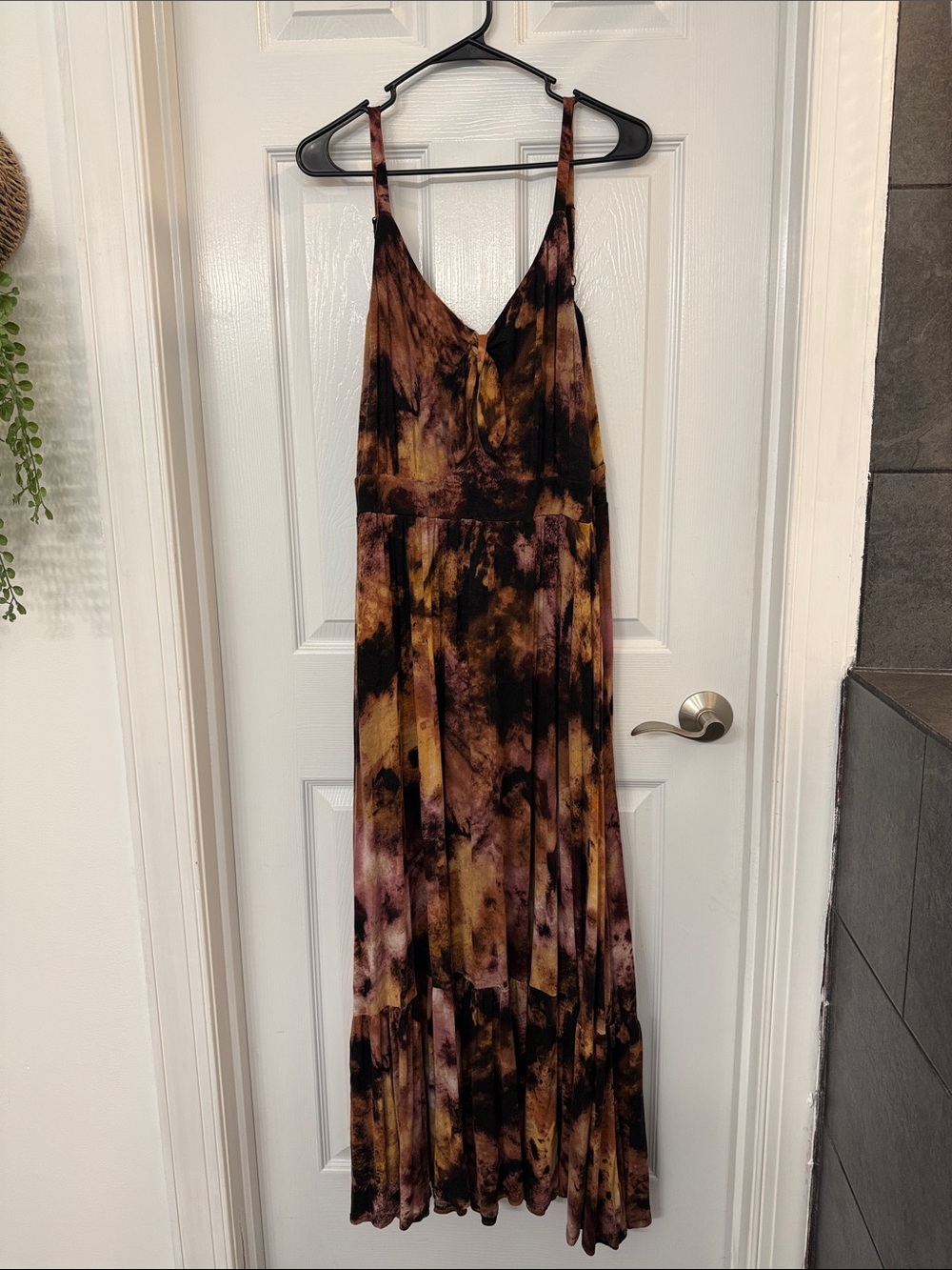torrid Black, Brown & Yellow Tie-Dye V-Neck Maxi Dress